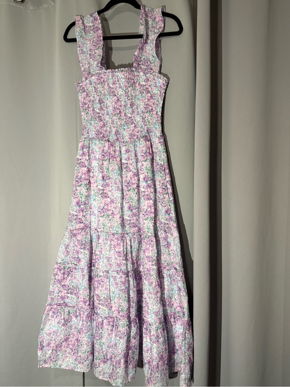moodie Pastel Lavender Floral Tiered Maxi Dress